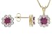 18KT OVER STERLING SILVER 2.20CTW RUBY WITH DIAMOND ACCENT EARRING AND PENDANT WITH CHAIN