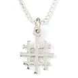 Sterling Silver Jerusalem Cross Pendant by Bob Siemon, 18"