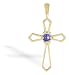 14K Yellow Gold Genuine Round Tanzanite Cross Pendant