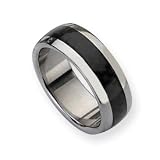 Stainless Steel Carbon Fiber 8mm Polished Band Ring Size 13