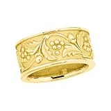 18K Yellow Gold Leaf and Berry Design Wedding Band - Sizes 5 - 8. No half sizes.