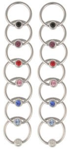 LOT 14 Jeweled Gem Captive Bead Rings CBR Nipple 