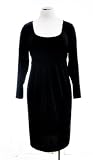 Jones New York Black Velvet Round Neck Long Sleeve Slip On Dress