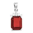 14K White Gold Chatham Created Ruby and Diamond Pendant