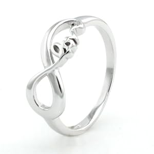 Argent Fin Lite Infini Love Anneau - Taille 53