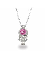 Sterling Silver Round 5mm Pink Tourmaline Love Knot Pendant With 18 Inch Chain