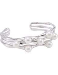 CleverEves Sterling Silver Freshwater Cultured Pearl Cuff Bracelet