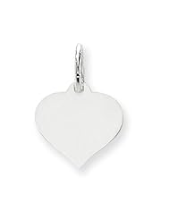 14K White Gold Heart Disc Charm. Metal Wt- 0.37g