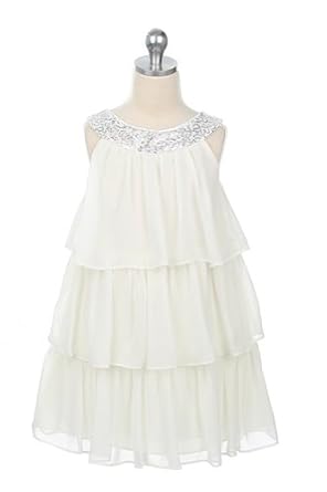 Girls Triple Tiered Chiffon Dress ~ Choice of 9 Different Colors