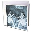 Scenes from the Past Vintage Stereoview - Ballet Dancers with Beer Cyan tone - Greeting Cards-12 Greeting Cards with envelopes
