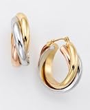 14k Gold Tri-Color Hoop