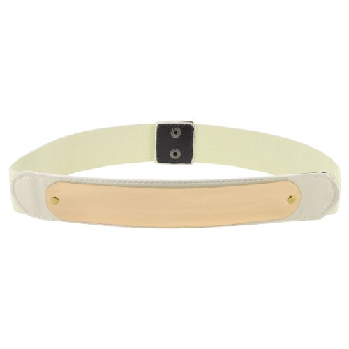 Woman Mirror Polished Rectangle Metal Decor Press Stud Button Elastic Waist Belt