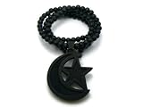 Black Wooden Islam Emblem Pendant With a 36 Inch Necklace Chain Good Quality Wood