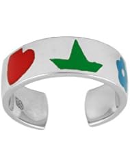 Sterling Silver Adjustable Multi Color Enameled Children & Teens Ring