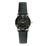 Peugeot Ladies Classic Black Genuine Leather Strap Dress Watch with a Round Faceted Crystal,... by Peugeot