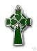 Green Clover Sterl Silver Celtic Cross Pendant Necklace