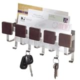 InterDesign Formbu Wall mount Key and Mail Rack, Espresso/Brushed Stainless Steel