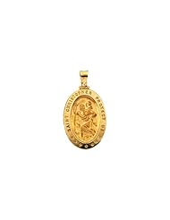 28.75x17.75 mm Hollow Oval St. Christopher Medal in 14K Yellow Gold