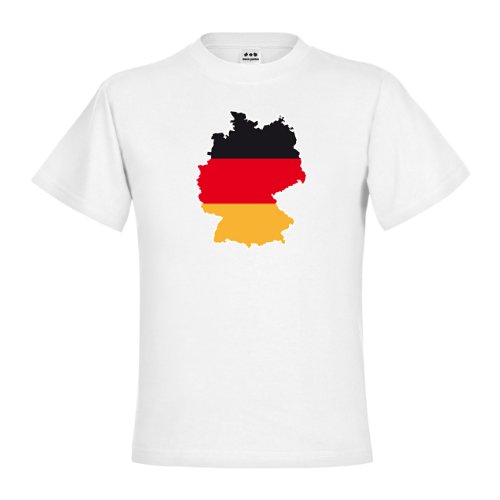 dress-puntos Kids Kinder T-Shirt Deutschlandkarte farbig Rot Gold drpt-kt00321-14 Textil white / Motiv farbig Gr. 134/146