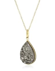 Marcia Moran "Illume" 18k Gold-Plated Titanium Druzy Drop Shaped Stone Pendant Necklace