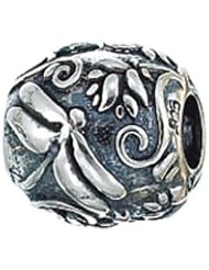 Genuine Zable (TM) Product. 925 Sterling Silver Dragonflies Design Bead Charm. 100% Satisfaction Guaranteed.