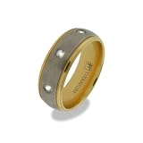 Eve's Addiction Gold and CZ Titanium Wedding Band