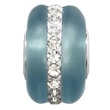 March Birthstone Aquamarine Frosted Glass and Crystal Bead for European Charm Bracelet