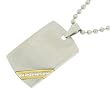 Stainless Steel Dog Tag Pendant with Diamond-Accent and 10k Gold, 22''