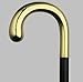 14K Gold Plate, Crook, Black Lacquered Ebony Shaft, Gentlemen's Cane
