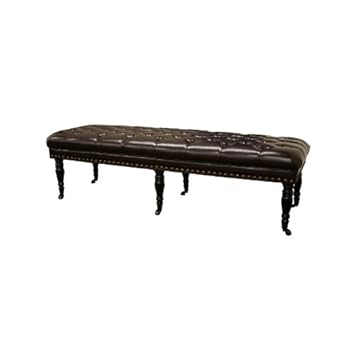 Baxton Studio Lexington Dark Brown Bonded Leather Wheeled Bench
