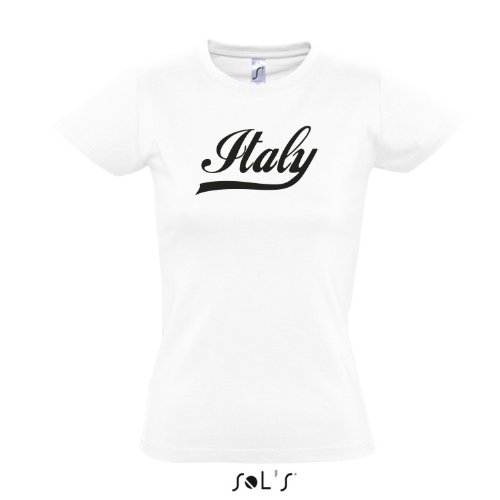 Damen T-Shirt – Italien Oldschool Italy LÄNDERSHIRT EM / WM FAN Trikot S-XXL , White – schwarz , L