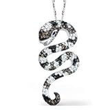 2 3/8 Carat Black White & Chocolate Diamond 14k White Gold Snake Pendant/Necklace