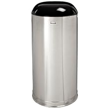 Rubbermaid Commercial Stainless Steel 15-Gallon European and Metallic Series Drop-In Dome Top Receptacle, Round, Satin