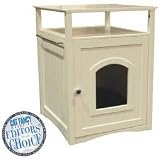 Cat Washroom - Side Table Pet House (white) (25H x 18W x 20D)