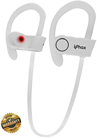 Bluetooth Headphones By iPhax® - Comfortable Earbusd Sweatproof Sports Wireless Earbuds, Pairing all Android & iPhone models - Fits all Indoor & Outdoor Activities *LIFETIME WARRANTY* (White)