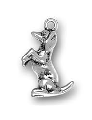 Sterling Silver 18" .8mm Wide Box Chain Necklace With 3D Sitting Up Dachshund Puppy Dog Animal Pendant