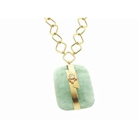 Green Aqua with Gold Wrap on Large Geo Chain by Jamie Joseph