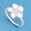 Sterling Silver Ring - Plumeria with Clear CZ and Satin Finish - 14 mm x 2 mm - Sizes 4-9 Sterling Silver Ring - Plumeria with Clear CZ and Satin Finish - 14 mm x 2 mm - Sizes 4-9