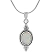 Sterling Silver Oval with White Opal Necklace