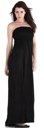 Crazy Girls Women's Plain Sheering Boob Tube Bandeau Maxi Dress