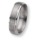 Ridged Edge Satin and Polished Titanium Ring (6.0 mm) - Sizes 7-12