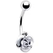 Single Silver Rose Belly Button Ring
