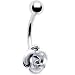 Single Silver Rose Belly Button Ring