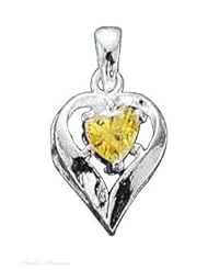 Sterling Silver 18" .8mm Wide Box Chain Necklace With Mothers Womens November Birthstone Heart Pendant