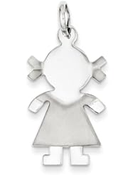 14k White Gold Satin Girl Charm