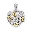 925 Silver & Diamond Heart Pendant with 14k Gold Accents (0.77ctw)