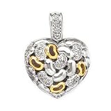 925 Silver & Diamond Heart Pendant with 14k Gold Accents (0.77ctw)