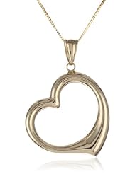 14k Yellow Gold Heart Pendant Necklace, 18"