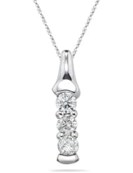 0.24 Cts Diamond Three Stone Pendant in 18K White Gold