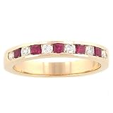 Round Diamond(.18) & Princess Cut Ruby (.33) Band